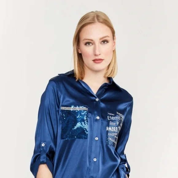 💫Frank Lyman💫 Montreal Design Collection Printed Silk Blouse, EUC, Retails $191 - Picture 3 of 15